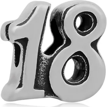 Přívěsek Šperky4U Navlékací ocelový přívěšek korálek - číslovka 18 - K0015-18
