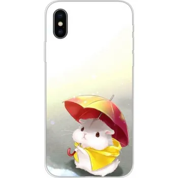 Pouzdro na mobilní telefon Ochranný kryt pro iPhone XS Max - křeček pod deštníkem