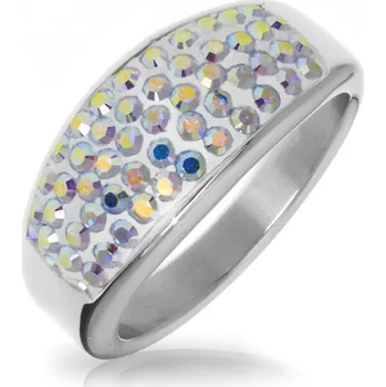 Prsten AKTUAL Ocelový prsten s krystaly Crystals from Swarovski® AB - velikost 53 - LV1010-AB-53