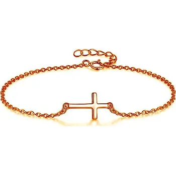 Náramek Šperky4U Pozlacený stříbrný náramek - křížek - ZB86192-RD