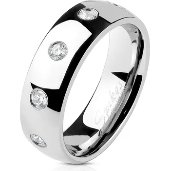 Prsten Spikes USA Ocelový prsten se zirkony, šíře 6 mm - velikost 52 - OPR0100-6-52