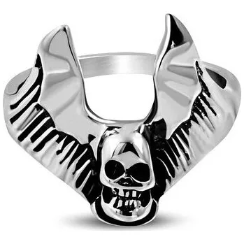 Prsten Šperky4U Ocelový prsten - okřídlená lebka OPR1289 - velikost 65 - OPR1289-65