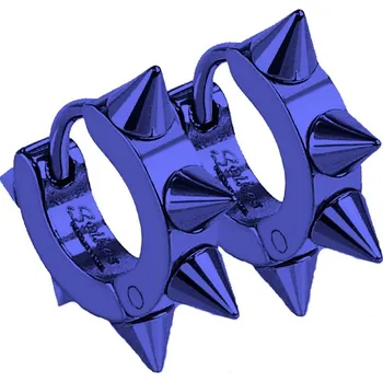 Náušnice Šperky4U Ocelové náušnice s hroty, barva modrá - OPN1259-B