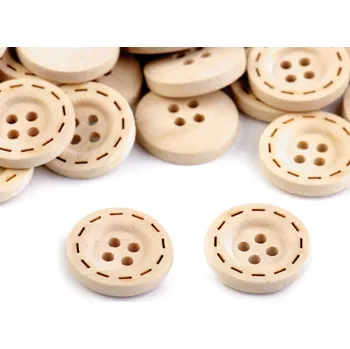 Dřevěný knoflík prošívaný - 1ks