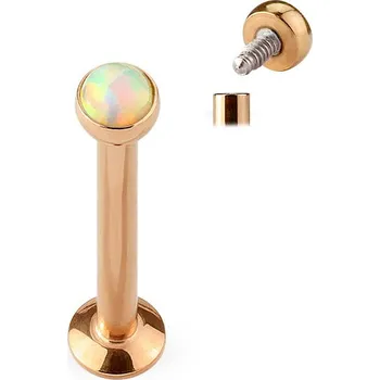 Piercing Šperky4U Zlacený piercing do brady - labreta 1,2 x 6 mm, opál - LB1026RD-1206