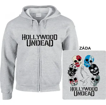 Pánská mikina Hollywood Undead - mikina s kapucí a zipem šedá