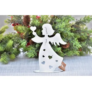 Zahradní dekorace Svícen anděl bílý 21 cm (89727)