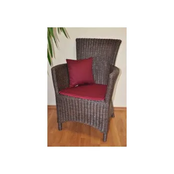 Křeslo Axin Trading Ratanové křeslo Pluto hnědé polstr vínový - SLEVA 3% s kodem radost25