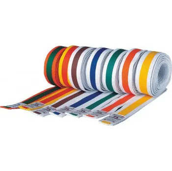 Pásek na kimono DANRHO Budo pásek DANRHO dětský bílo-žluto-bílý - velikost: 300 - Prodloužená možnost vrácení zboží do 60 dní.