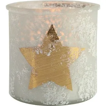 Váza Skleněný svícen bílý Stars M (82444)