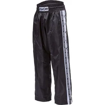 Bojový sport KWON KWON saténové kalhoty černé s bílým pruhem - velikost: 190 - Prodloužená možnost vrácení zboží do 60 dní.
