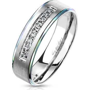 Prsten Spikes USA Ocelový prsten se zirkony, šíře 6 mm, vel. 52 - velikost 52 - OPR0111-6-52