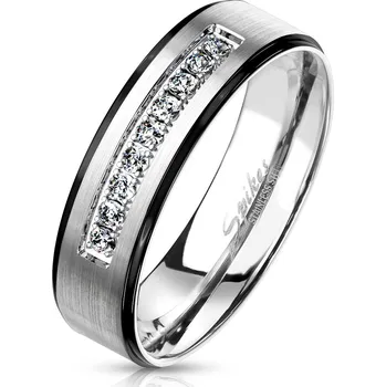 Prsten Spikes USA Ocelový prsten se zirkony, šíře 6 mm, vel. 52 - velikost 52 - OPR0110-6-52