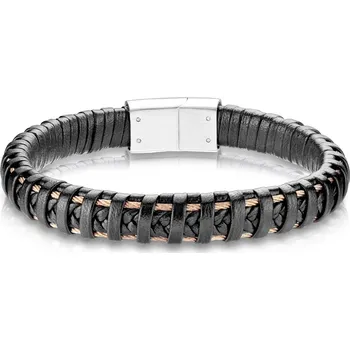 Náramek Šperky4U Kožený náramek s ocelovou sponou, délka 20 cm - NR1221-20