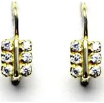 Zlaté náušnice, čiré zirkony, žluté zlato, VE 96