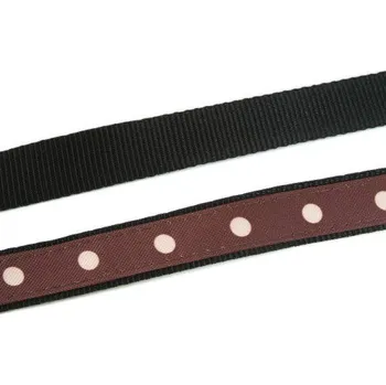 Upínací popruh Popruh polypropylenový 25mm pošitý, tmavě hnědý + krémový puntík, galanterie, metráž