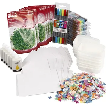 kreativní sada Velký učící kreativní set k vytváření vlastních domečků se zahrádkami pro 24 dětí