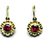 Zlaté dětské náušnice, zirkon rubín, žluté zlato, NK 1345