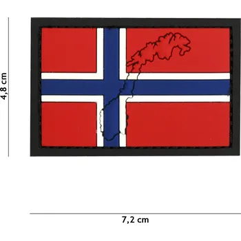 Nášivka Gumová nášivka 101 Inc vlajka Norsko s obrysem - barevná