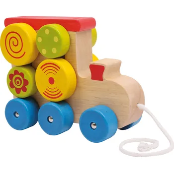 Dřevěná hračka Dřevěné hračky - Tahací hračka na provázku - Lokomotiva