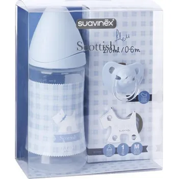 modrý set Scottish - lahev 270ml + dudlík 0-6m + klip
