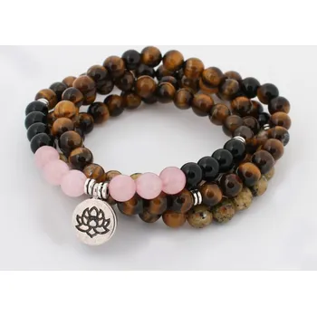 Souprava šperků Náramek tygří oko a růženín