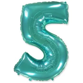 Balónek Balón foliový číslice TYRKYSOVÁ - TIFFANY 102 cm - 5
