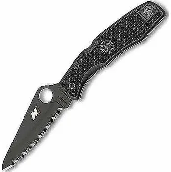 kapesní nůž Spyderco Pacific Salt, zavírací nůž s klipem, černé zoubkované ostří C91SBBK