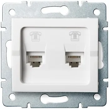 Elektrická zásuvka Kanlux Zásuvka telefonní 2x RJ11 LOGI, bílá 25107