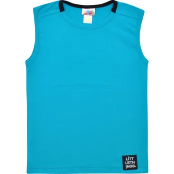 Dívčí tričko tyrkysové bavlněné tričko bez rukávů