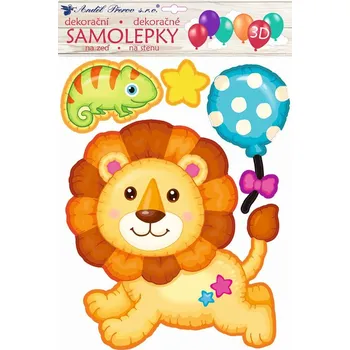 Samolepící dekorace Dětská samolepicí 3D dekorace na stěnu lev 10270 / Samolepky pro děti ( 35 x 27 cm ) Room Decor