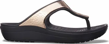 Dámské žabky Crocs Sloane Hammered Met Flip Black/Rose Gold