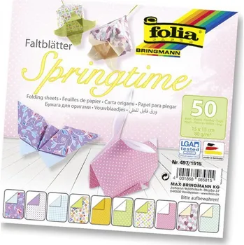 Barevný papír Folia Origami papír Springtime, 80g - 15x15cm