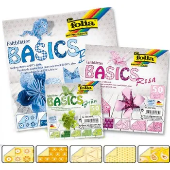 Barevný papír Folia Origami papír BASICS 80g - 10x10cm - GELB