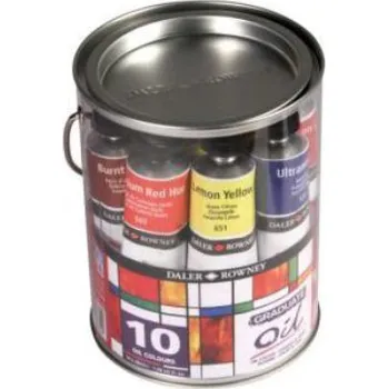 Speciální výtvarná barva Olejové barvy Daler-Rowney Oil sada 10x38ml. v plastovém kyblíku