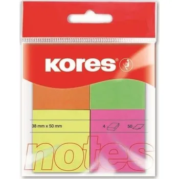 Samolepící bloček Bločky samolepicí Kores 40 x 50 mm, neonové, 4 barvy