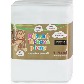 T-TOMI Tetra Exclusive Collection pleny 70 x 70 cm 10 ks bílé látková plena T-TOMI Tetra Exclusive Collection pleny 70 x 70 cm 10 ks bílé