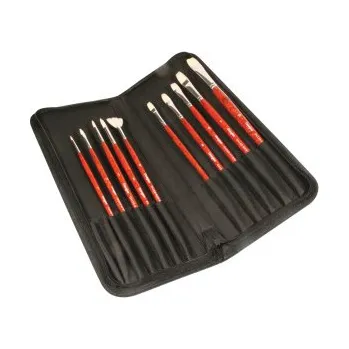 Umělecký štětec Sada štětců pro olej Daler-Rowney Georgian Oil Brush Collection s dlouhým držátkem v textilním pouzdře se zipem