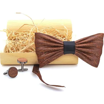 Motýlek Dřevěný motýlek Miranda s manžetovými knoflíčky 1124