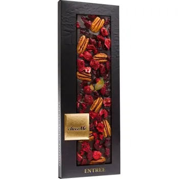 Čokoláda ChocoMe Hořká čokoláda s pekanovými ořechy, brusinkami a kousky višní 100 g 