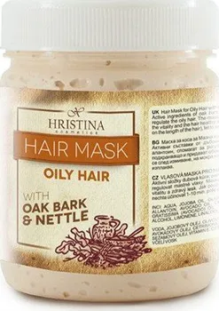 Vlasová regenerace Hristina Přírodní vlasová maska pro mastné vlasy z dubové kůry 200 ml