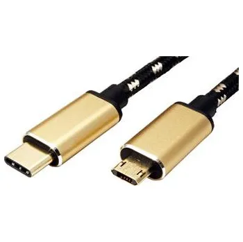 Datový kabel Roline GOLD USB 2.0 kabel, oboustranný microUSB A(M) - USB C(M), 1,8m - 11.02.8790