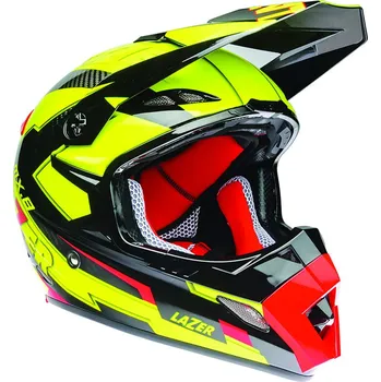 Helma na motorku Recenze Lazer MX8 Geotech Pure Carbon Belgie carbon/žlutá/červená M