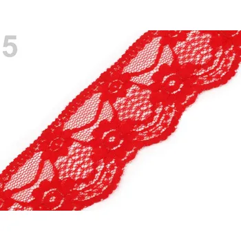 Stuha Krajka syntetická 45 mm - červená - 1 m