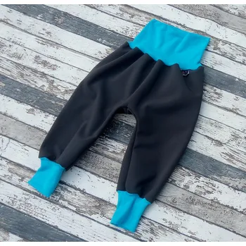 Yháček Softshellové kalhoty Yháček, zimní, šedá/tyrkys Velikost: 86