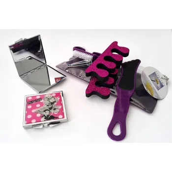 Lifetime Beauty Kosmetický set pedikúra a zrcátko 7 + 1 ks, fialový