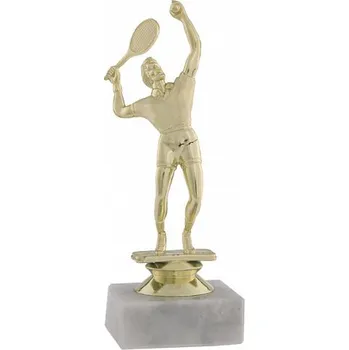 Figurka tenista - zlatý - Text: Zlatý kovový štítek