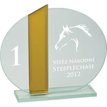 Skleněná trofej se zlatým detailem - Text: Žádný Výška: 12cm