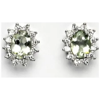 Náušnice Stříbrné náušnice Kate, přírodní green ametyst, náušnice ze stříbra, NŠ 1480