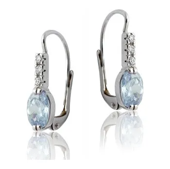 Náušnice Stříbrné náušnice se zirkony světle modré a bílé barvy-VE9